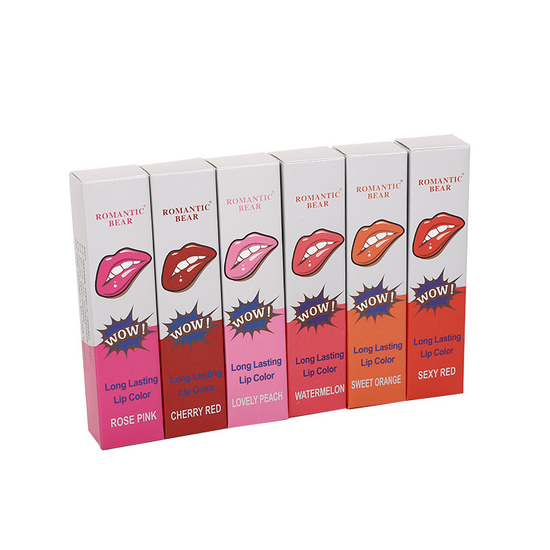 Single with Box English Packaging Tear and Pull Lip Gloss 6 Pieces a Pack Tear and Pull Lip Gloss Tear and Pull Lipstick Lip Gloss Not Easy to Touch