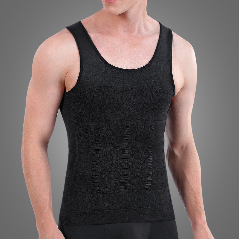 Men's Body Shapers Chest Cover Body Shaping Belly Contraction Vest Belly Contracting Sleeveless Breathable Fitness Sports Breathable Amazon Wholesale