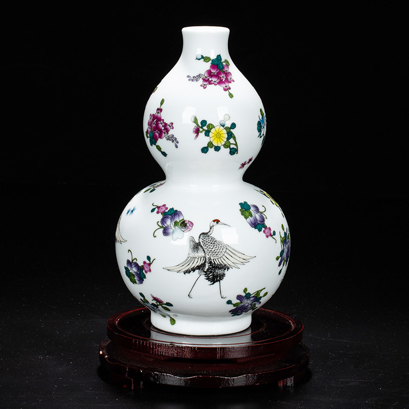 Vase Chinese Style Living Room Wine Cabinet TV Cabinet Decoration Jingdezhen Ceramics Decoration Small Gourd Vase