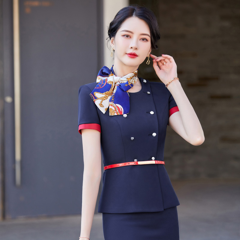 前台工作装女空姐服西装套装服务员酒店接待售楼部物业客服工作服