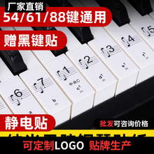 儿童成人钢琴电子琴键盘贴纸88/61/54键无胶透明静电贴五线谱简谱