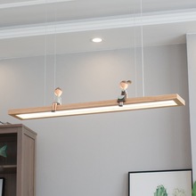 日式家用长条实木吧台灯北欧餐厅客厅创意LED实木艺术吊灯具