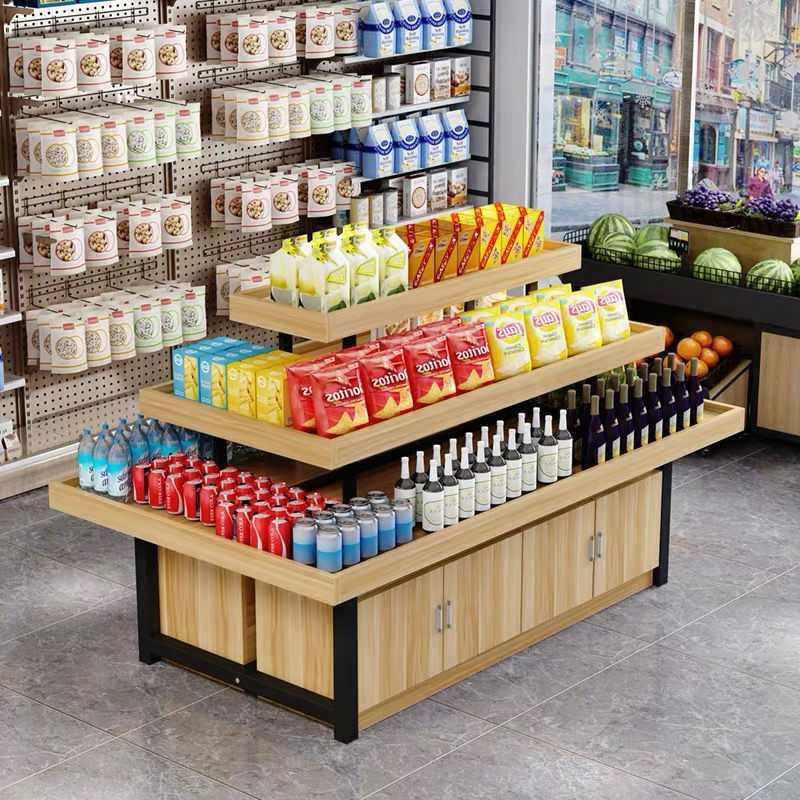 超市货架展示架堆头化妆品展示柜母婴零食陈列柜服装店流水台