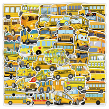50张校车贴纸 卡通学生上学黄色小汽车装饰手机壳行李箱防水贴画