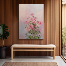 VHM7大芬油画村粉色玫瑰客厅手绘装饰画沙发背景墙餐厅感玄关
