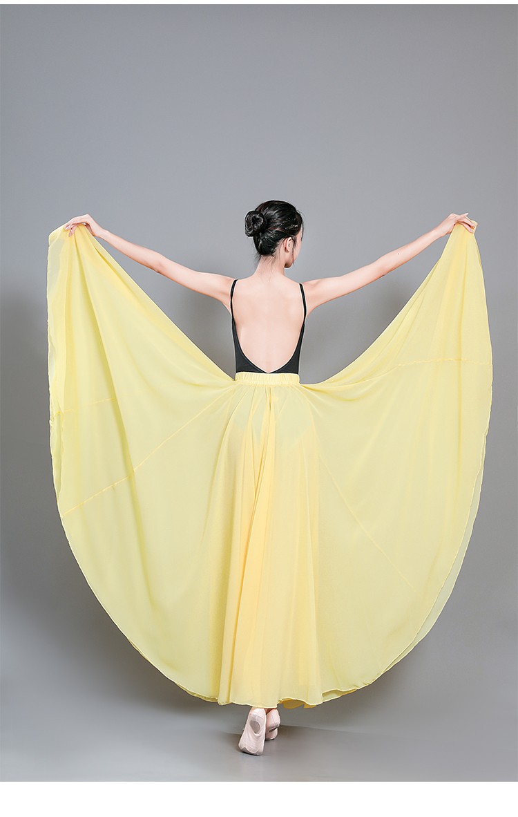 古典舞蹈服女飘逸新疆舞演出服半身长裙大摆裙现代芭蕾练功服纱裙