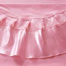 Y8Z蕾丝韩版婚庆床单单件 花边公主纯色床罩被单绸缎边定 制