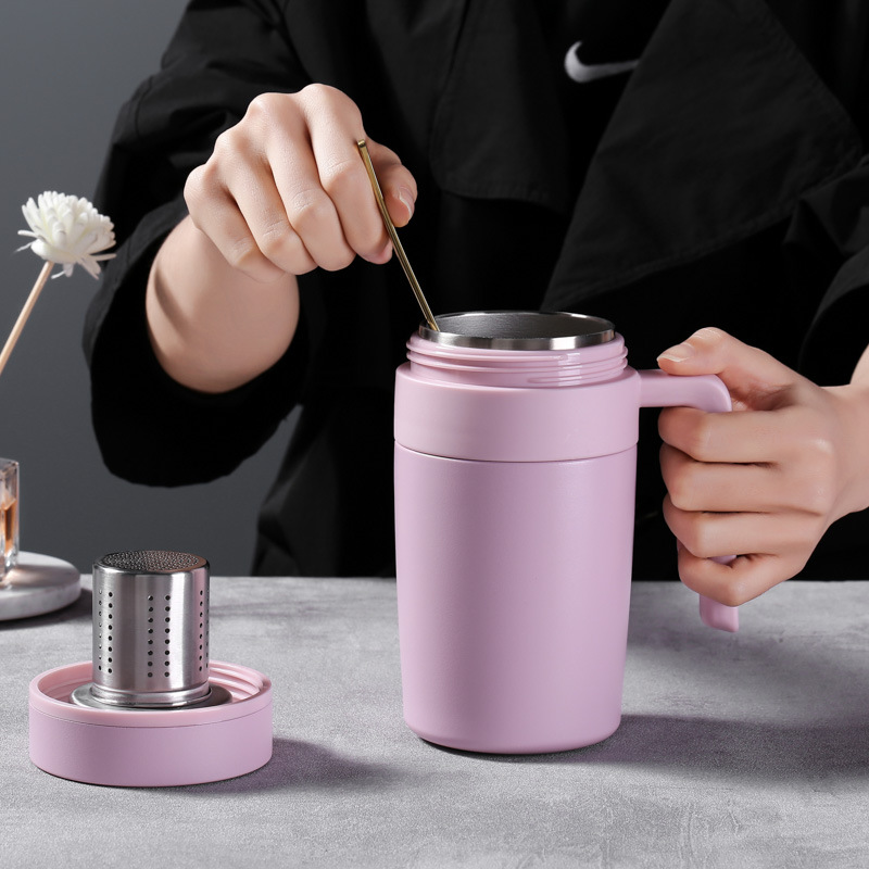 316 Tea Cup Tea Water Separation Smart Business Vacuum Cup with Handle Men's and Women's Office Stainless Steel Water Cup