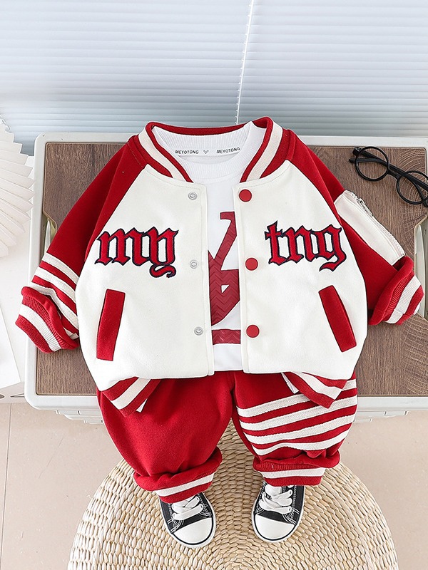 Children's Fashion Baseball Uniform 0-5 Years Old Spring Korean Children's Clothing Boys' Embroidered Letter Jacket Baby Spring and Autumn Suit