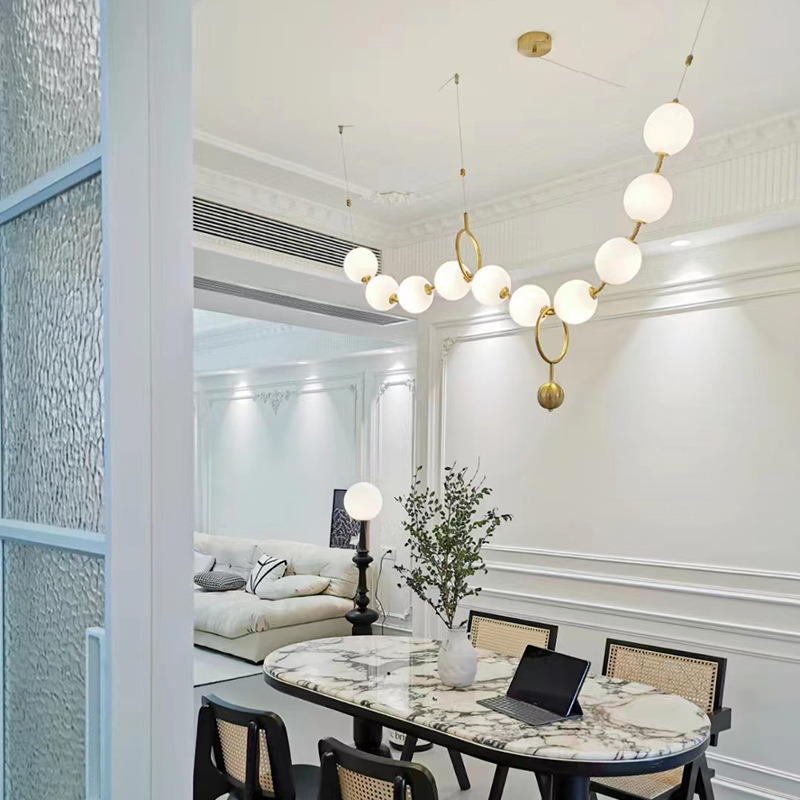 法式led圆球玻璃客厅吊灯珍珠球餐厅项链灯创意书房楼梯吊灯灯具