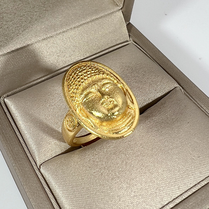 批发越南沙金开口观音佛戒指 佛头戒指 佛头活口霸气土豪男士指环