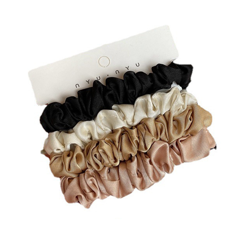 Hong Kong Slip Same Style Silk Satin Elegant Elastic Hair Rope Small Intestine Hair Ring Korean Hairband Fine Rubber Band Hair Accessories for Women