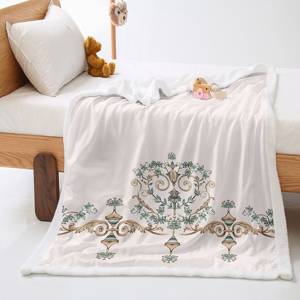 民族花纹3d数码印花加厚羊羔绒水晶绒毛毯盖毯支持批发出口包邮