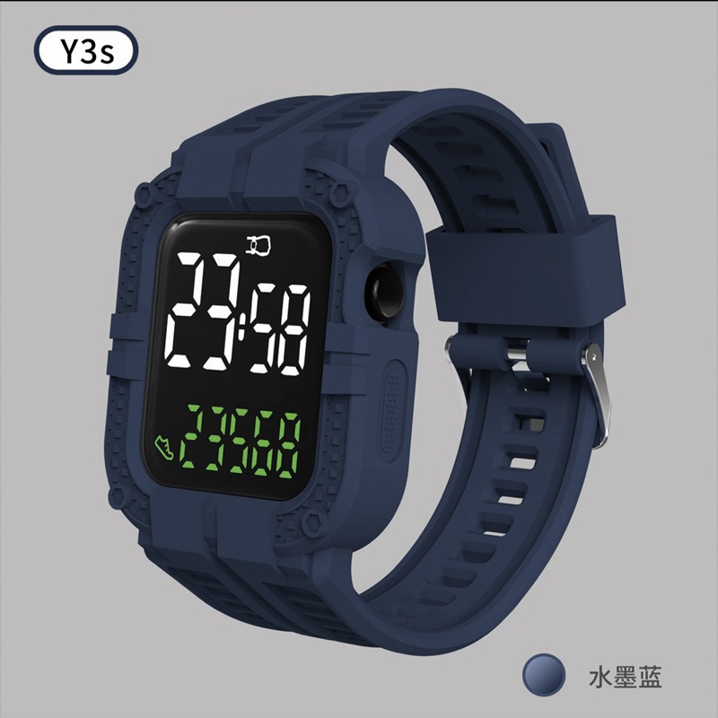 LED Electronic Watch Step Counting Sports Y3 Integrated Strap Wrist Lifting Bright Screen Sensor Movement Touch Display Week