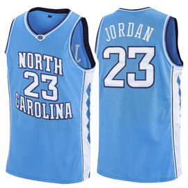 篮球服北卡23号刺绣款蓝白复古网眼,透气舒适