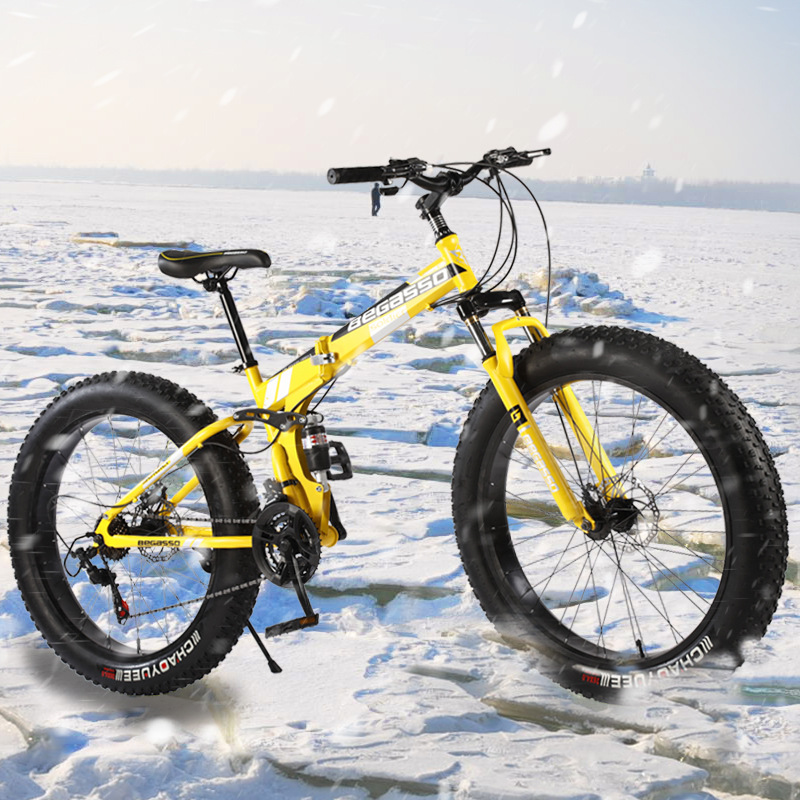 折叠雪地自行车软尾山地车4.0宽胖大轮胎变速沙滩车出口bicycle