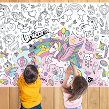 独角兽儿童填色涂鸦海报绘画彩绘桌布儿童益智开发玩具派对装饰