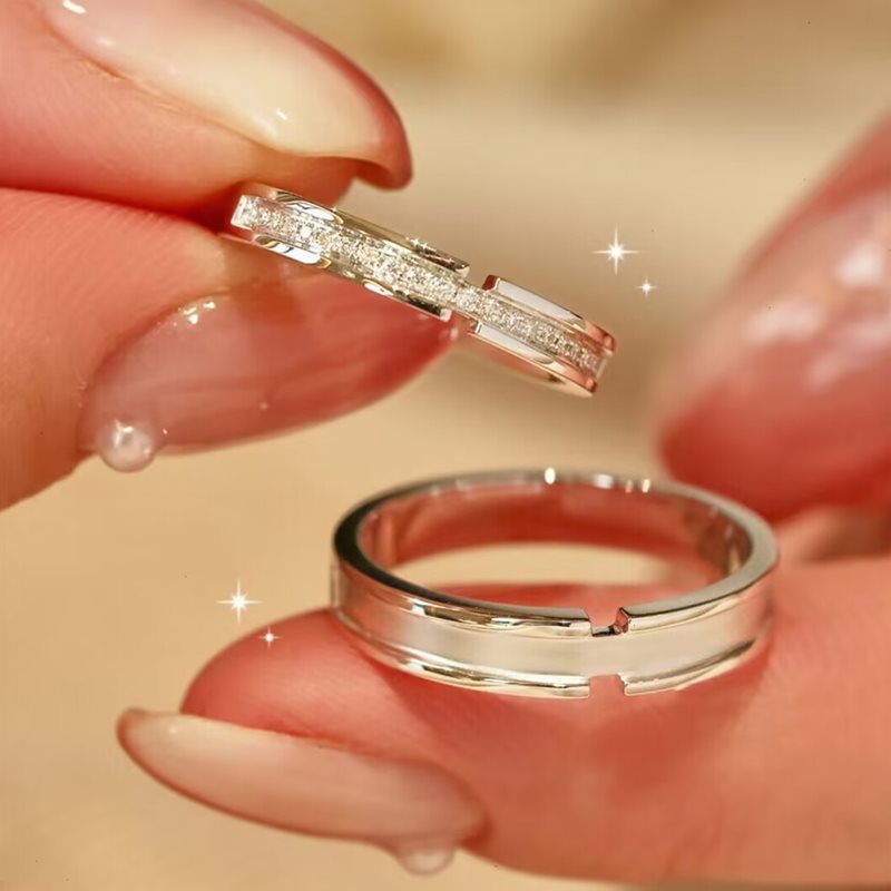 周02大02福pt950铂金情侣对戒男女简约戒指18k白金钻戒结婚情人节