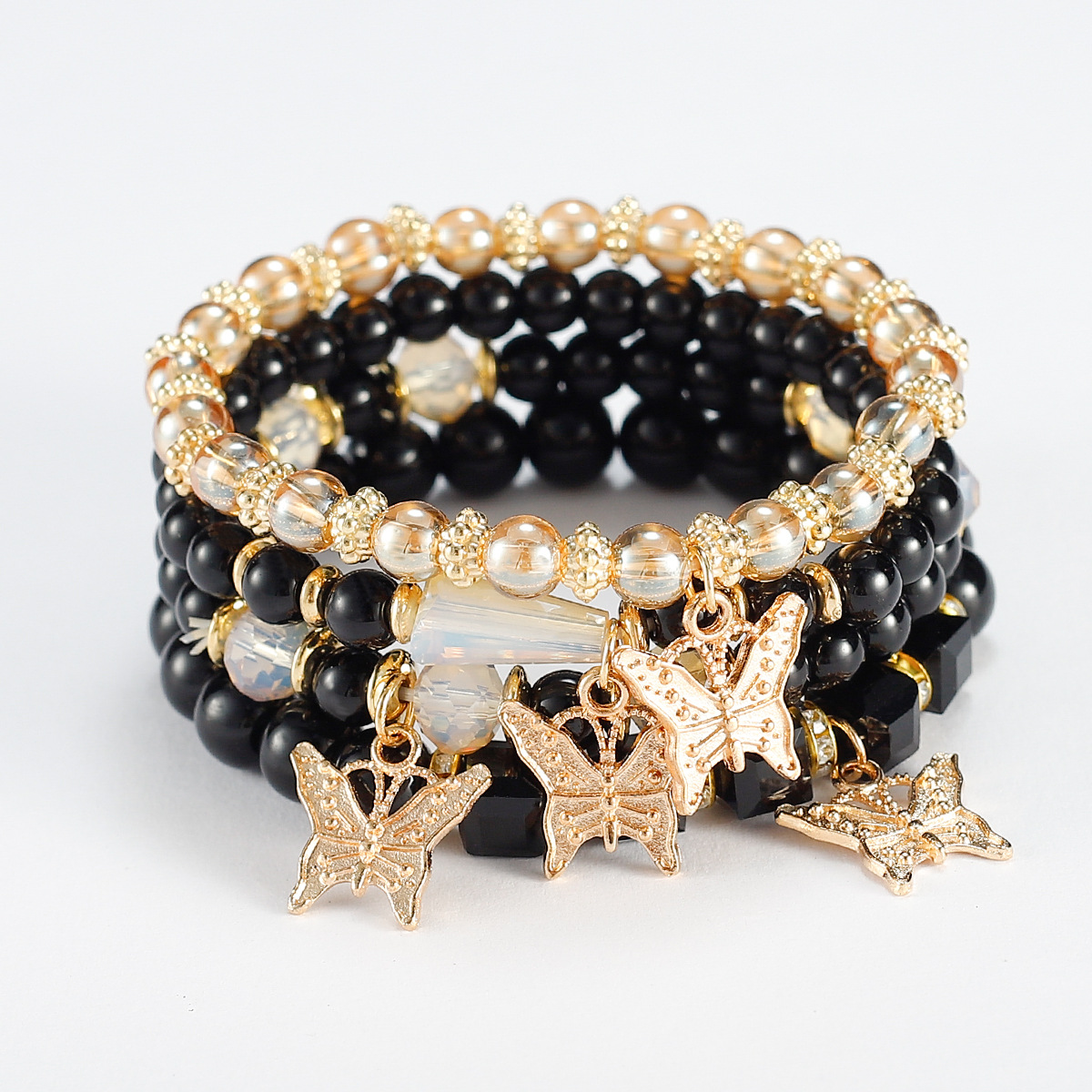 2023 New Bohemian 520 Gift Creative Women's Jewelry Butterfly Crystal Multi-Layer Beaded Fashion Bracelet