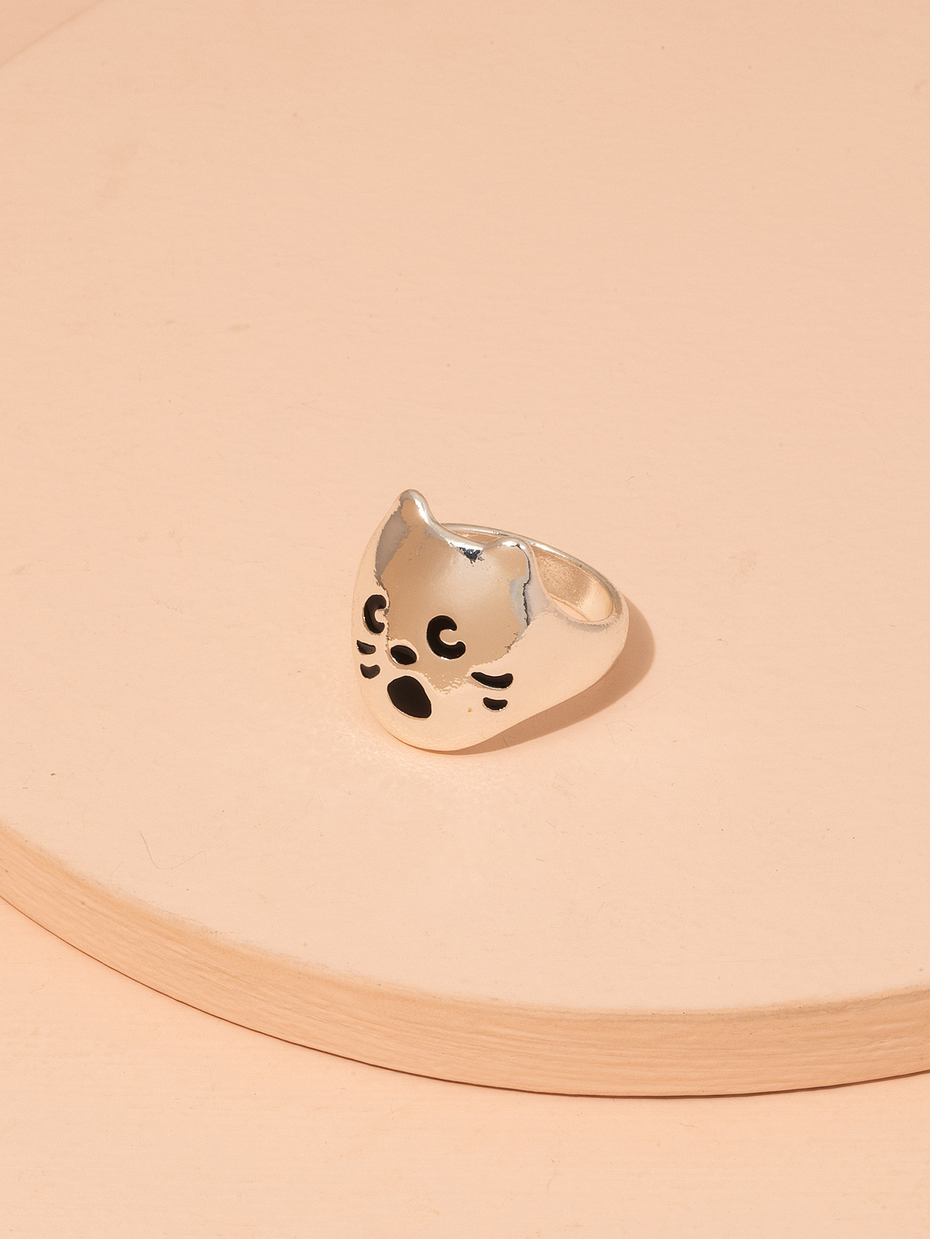 合金质感日系可爱小猫咪黑猫戒指指环超萌小清新日韩女款尾戒女