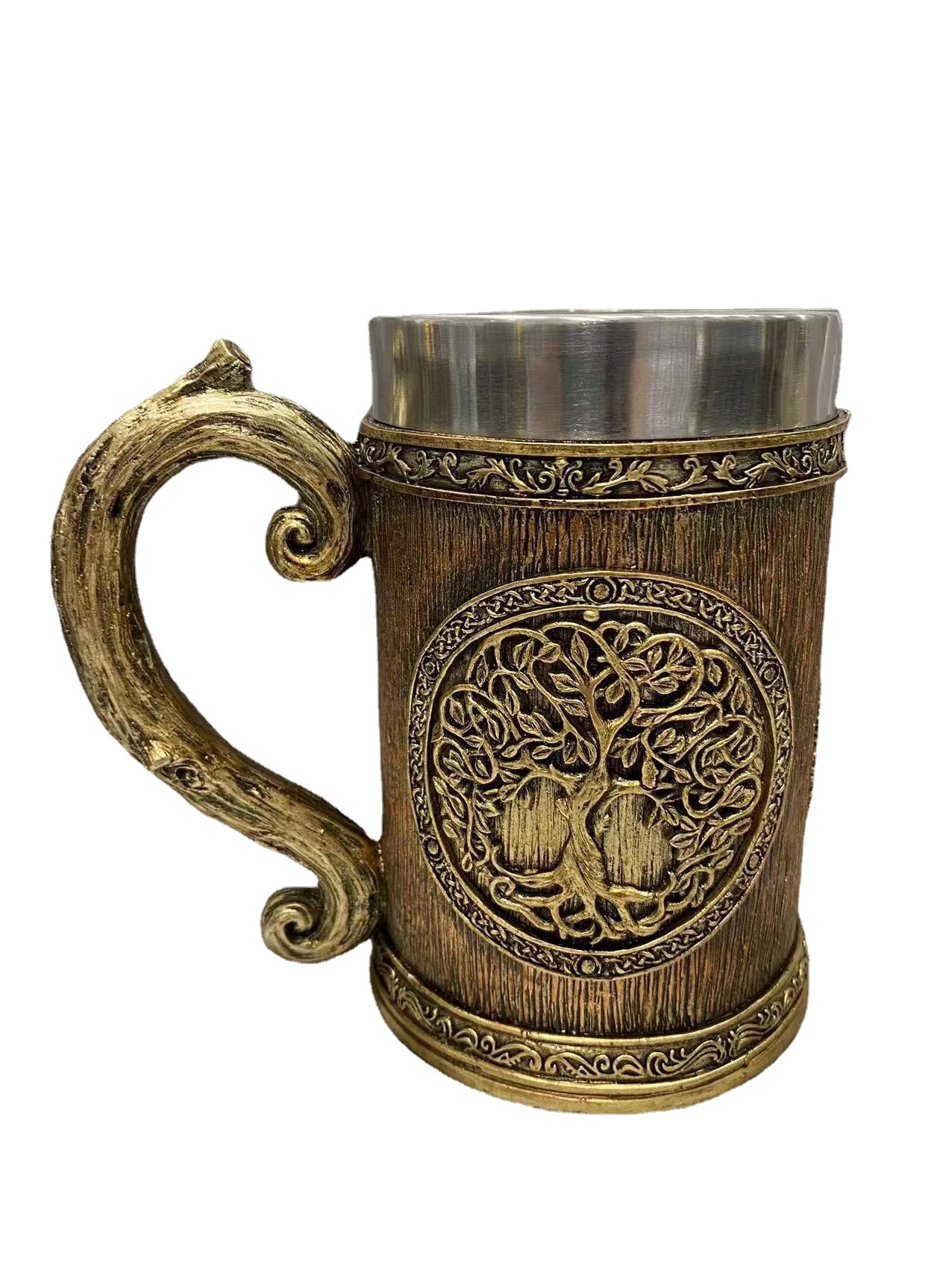 德国啤酒杯 中世纪复古大酒杯扎啤杯 树脂不锈钢浮雕杯马克杯酒杯