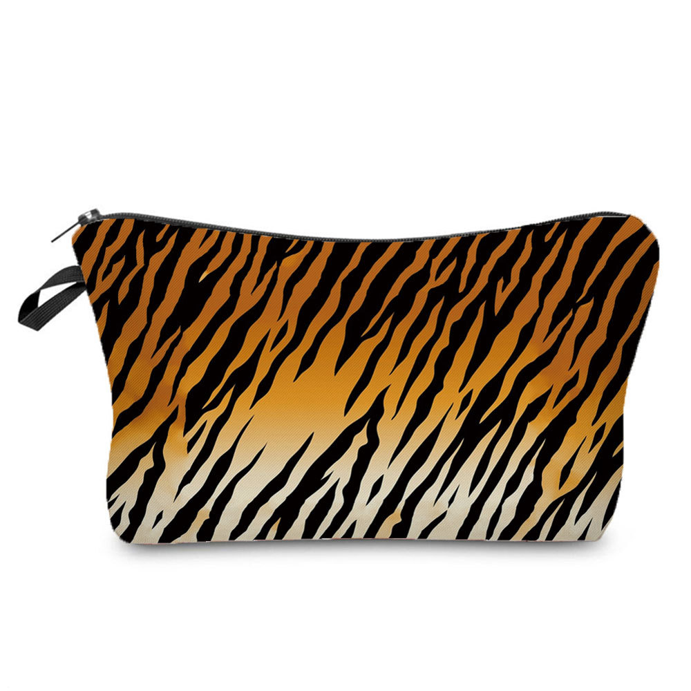 创意款老虎纹路大容量便携式旅行洗漱收纳包动物马纹路印花化妆包