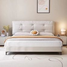 科技布床现代简约轻奢奶油风双人床极简高端软体床主卧小户型婚床
