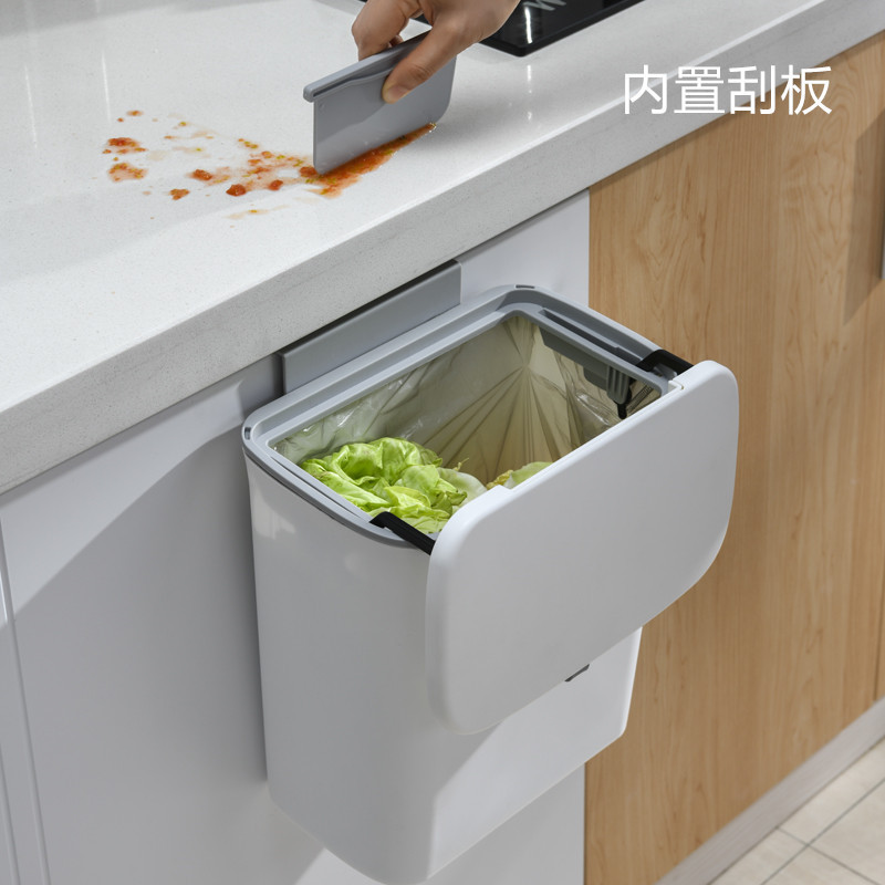 New Kitchen Wall-Mounted Trash Can Home Cabinet Doors Bathroom Hanging Classification Sliding Cover Creative Trash Wholesale