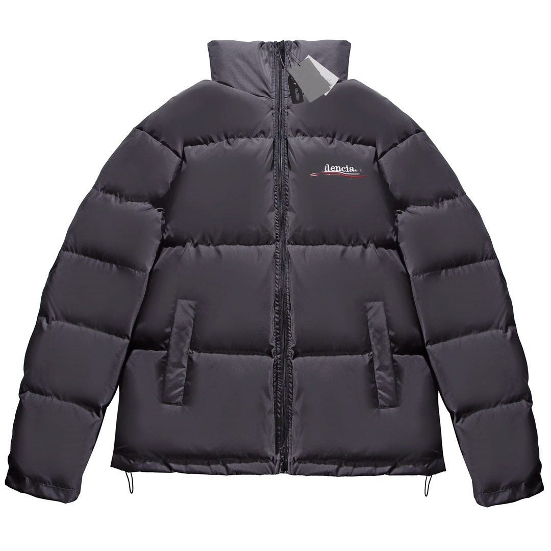 b家巴黎正确高版本24ss新款可乐前后波浪字母刺绣羽绒服男女款百