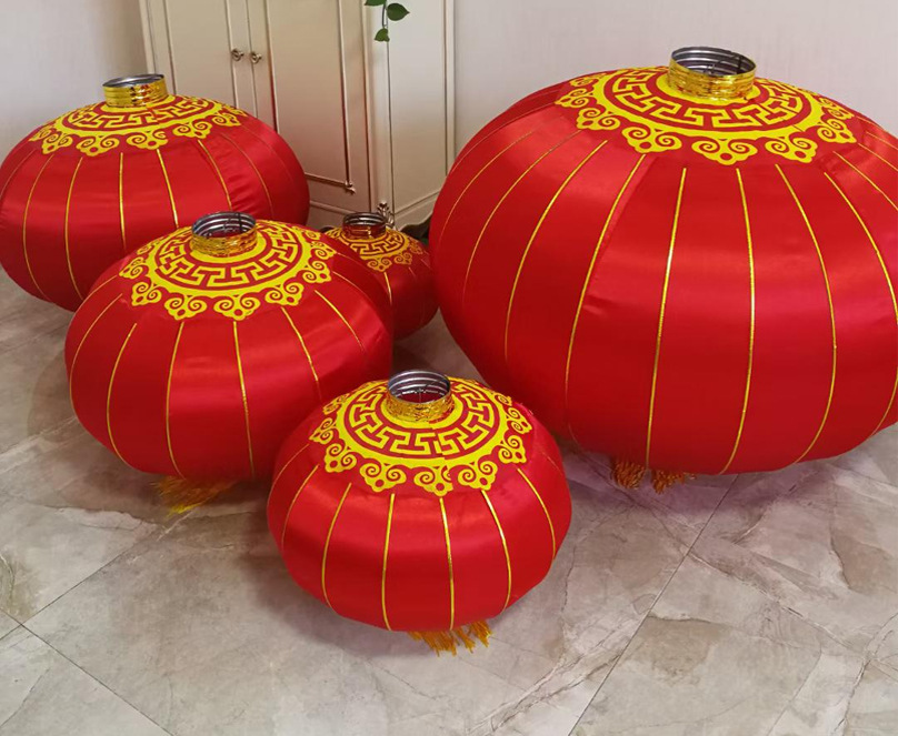大红灯笼批发新款植绒铁口绸布广告灯笼灯笼春节过年户外装饰灯笼