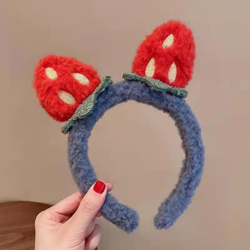 Internet Celebrity Face Wash Strawberry Bear Headband Cute Plush Crab Headband Mickey Headband Cartoon Hair Pin Headdress Girl Korean Style