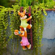 吊件花盆造景装饰阳台摆件可爱兔子庭院爬幼儿园花园梯子挂件壁挂