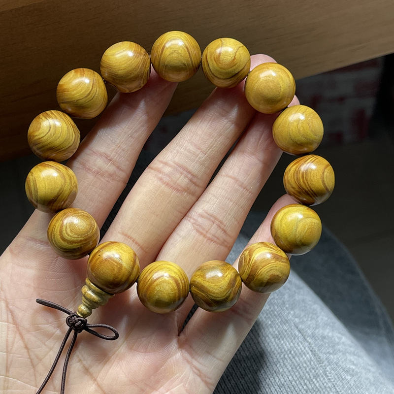 楚霖珠宝15mm黄金柚圆珠手串 木质品文玩手链