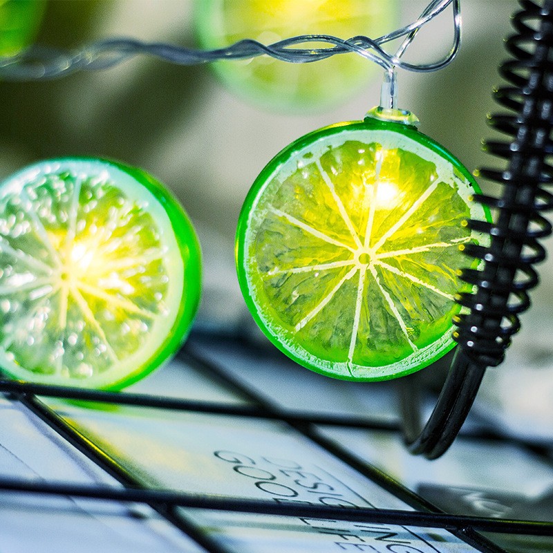 Battery Box Fruit Shape Summer Summer Summer Birthday Atmosphere Ornamental Festoon Lamp Led Solar Lemon Lighting Chain