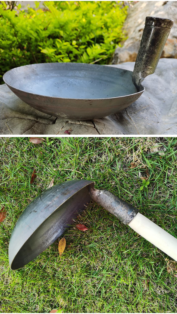 钢柄漏勺铁瓢大户外锅清理下水道淤泥挖泥土掏粪勺子包邮