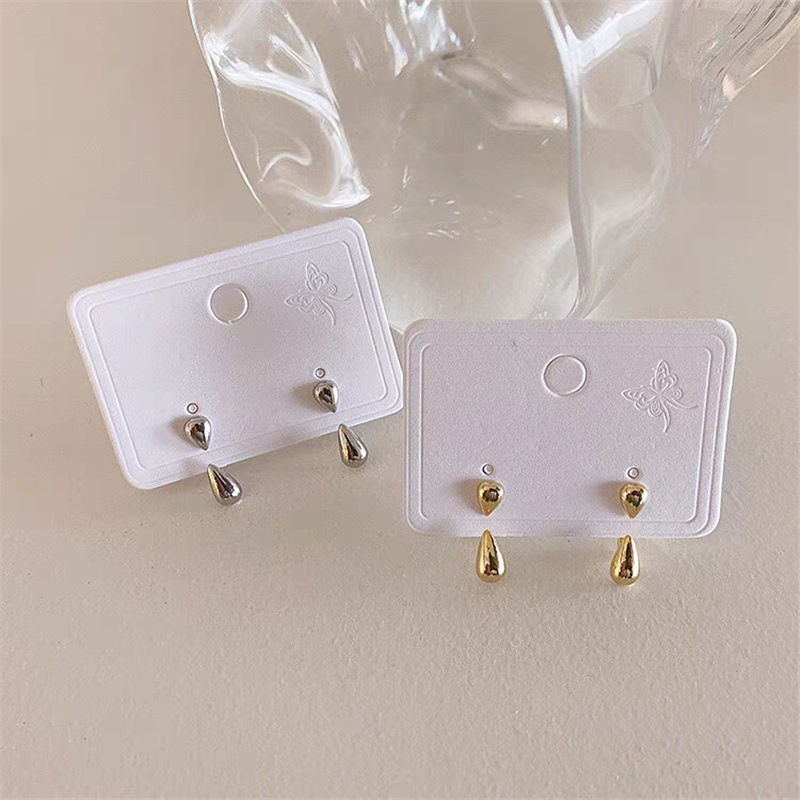 Women's Korean-Style Simple and Small Glossy Water Drop Earrings, Two-Piece All-Matching Earrings, Cold Style