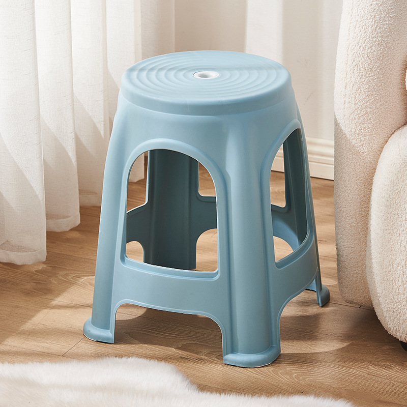 Plastic Stool Thickened Household Modern Simple Stackable Long-Sitting Comfortable Chair High round Stool Bench Dormitory