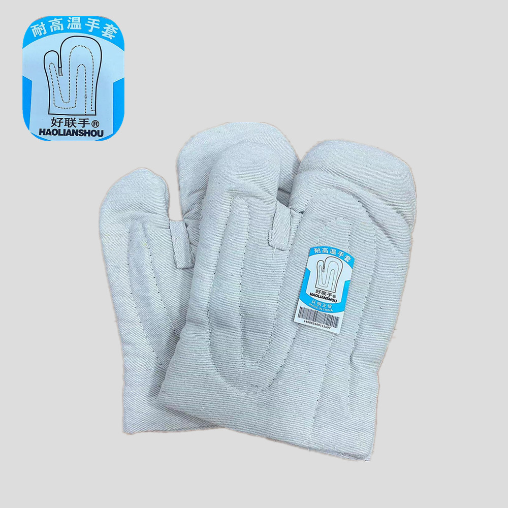 烘焙夹棉手套隔热防烫烤箱隔热手套 烘焙帆布短高温手套烤炉手套