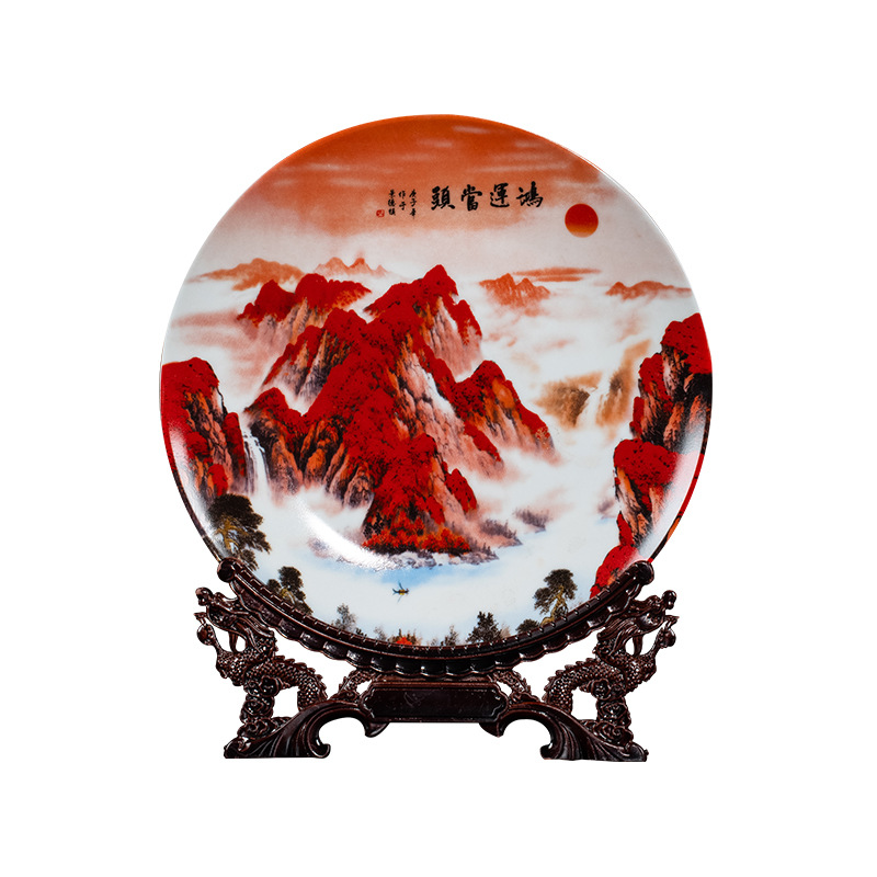 Jingdezhen Ceramics Opportunity Knocks Wall-Plate TV Cabinet Wine Cabinet Entrance Office Decorations Plate Decoration