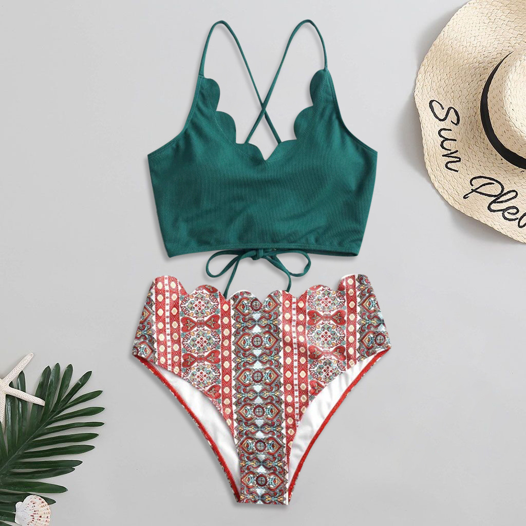 2020主推款欧美性感印花分体比基尼泳衣泳装女生泳衣现货