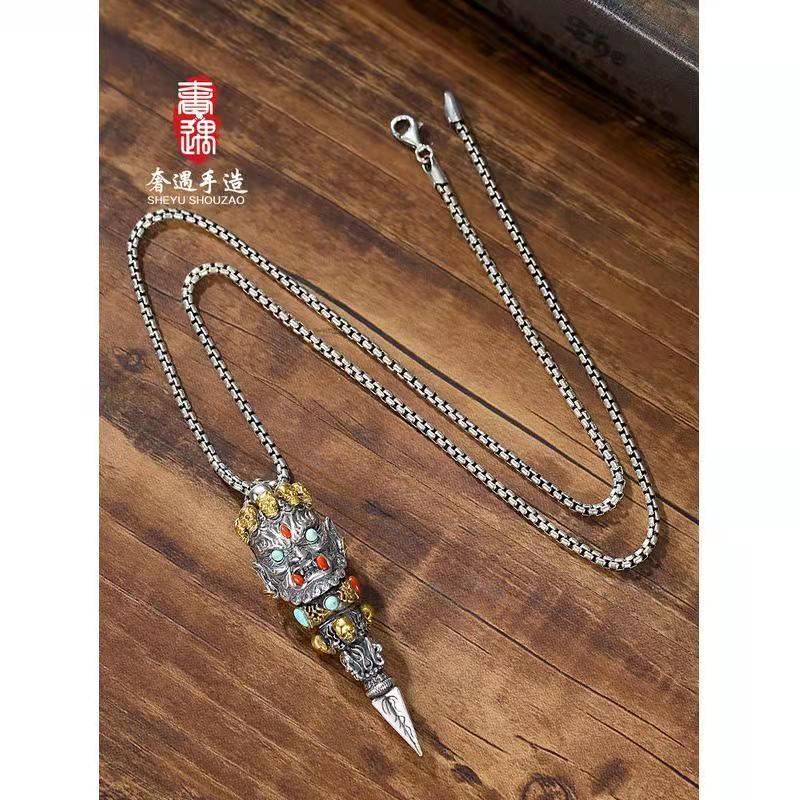 翔栩金刚橛法器不动明王佛像吊坠男女款大号降魔杵挂件民族风