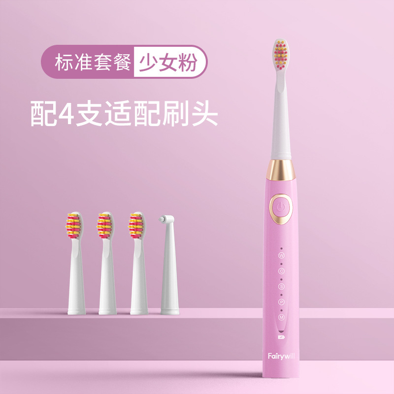 Fairywill D8 Sonic Electric Toothbrush Adult Rechargeable Couple's Automatic White Toothbrush Fw508