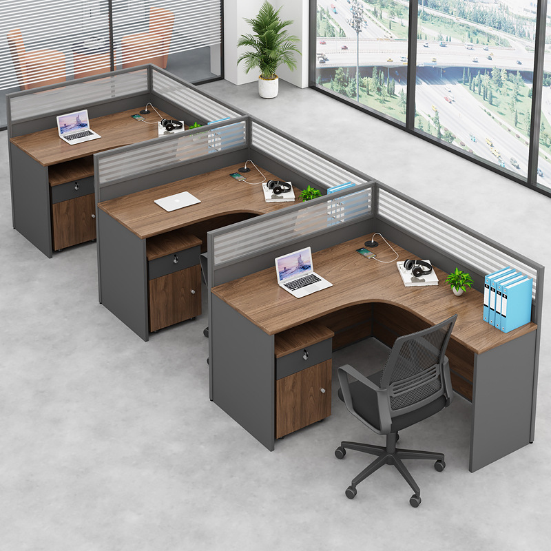 f型六人位隔断工位屏风职员员工办公桌办公室桌子l型办公桌椅组合