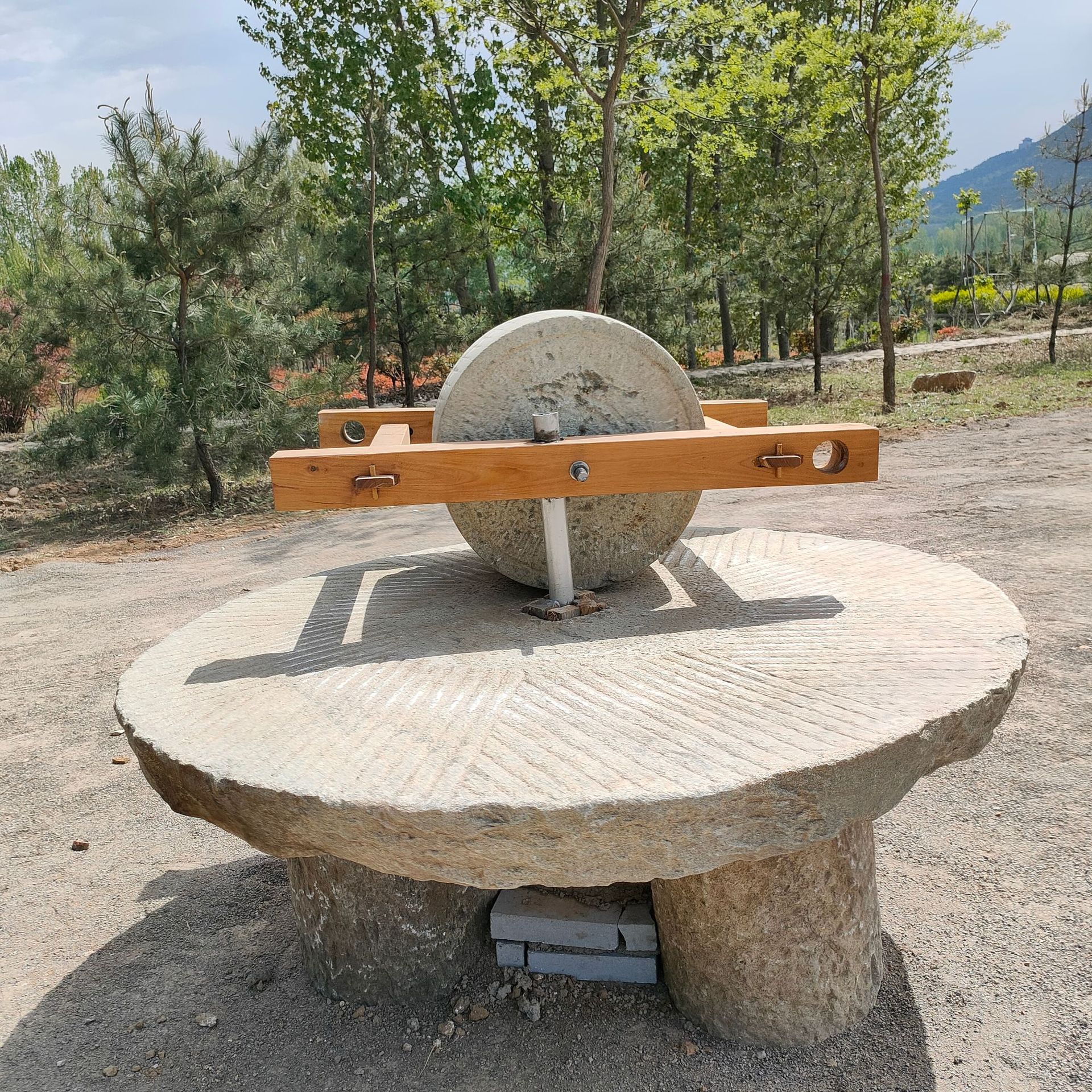 农村老石碾子大碾盘石碾子旧磨盘古建石磨子旧石器老物件整套农家