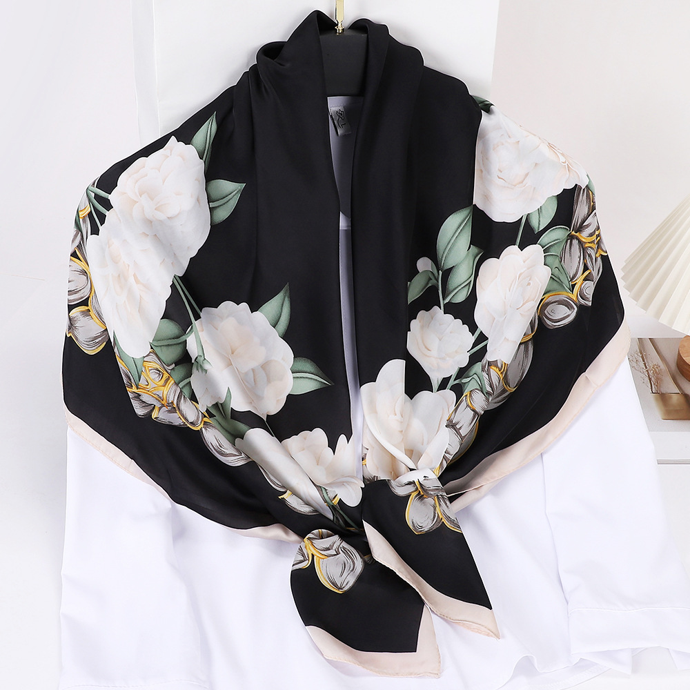 New 110 Artificial Silk Long Large Kerchief Li Jin Satin Scarf Women's All-Match Sunscreen Scarf Scarf Wholesale Factory