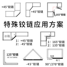 180度165大角度柜门铰链负30正45转角斜角柜90 135 175度特殊合页