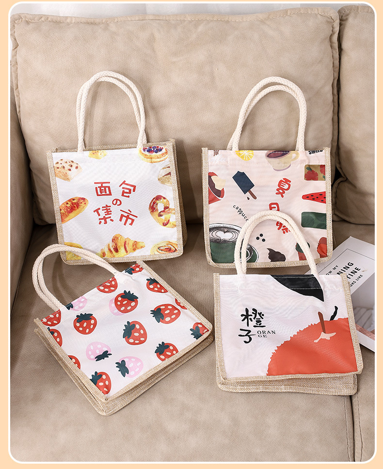 可爱帆布袋日式带饭包盒饭袋便当包午餐饭盒袋手提包上班族小饭兜