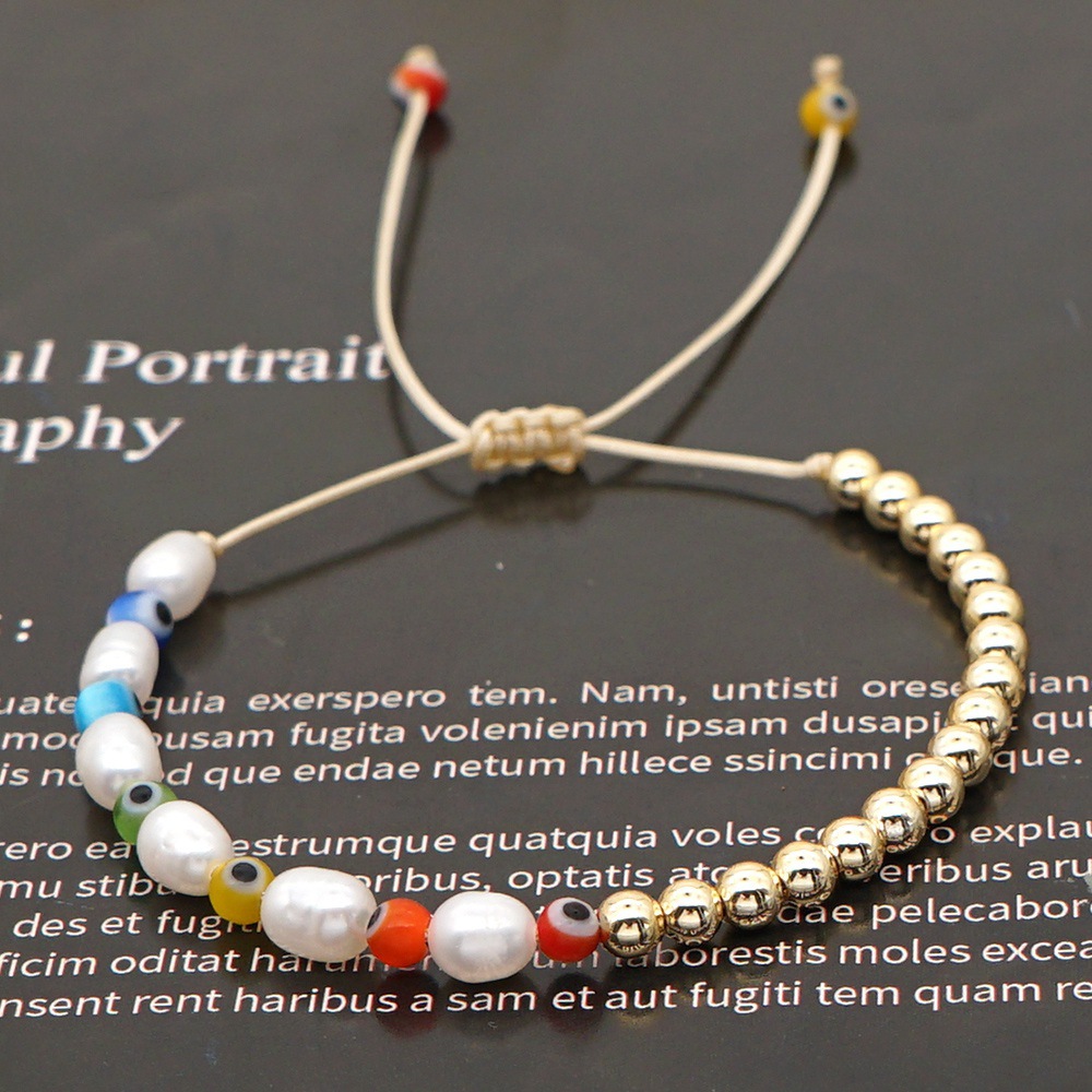 21款手工编绳珍珠手链小众设计女生闺蜜简约小手串彩色眼睛手饰女