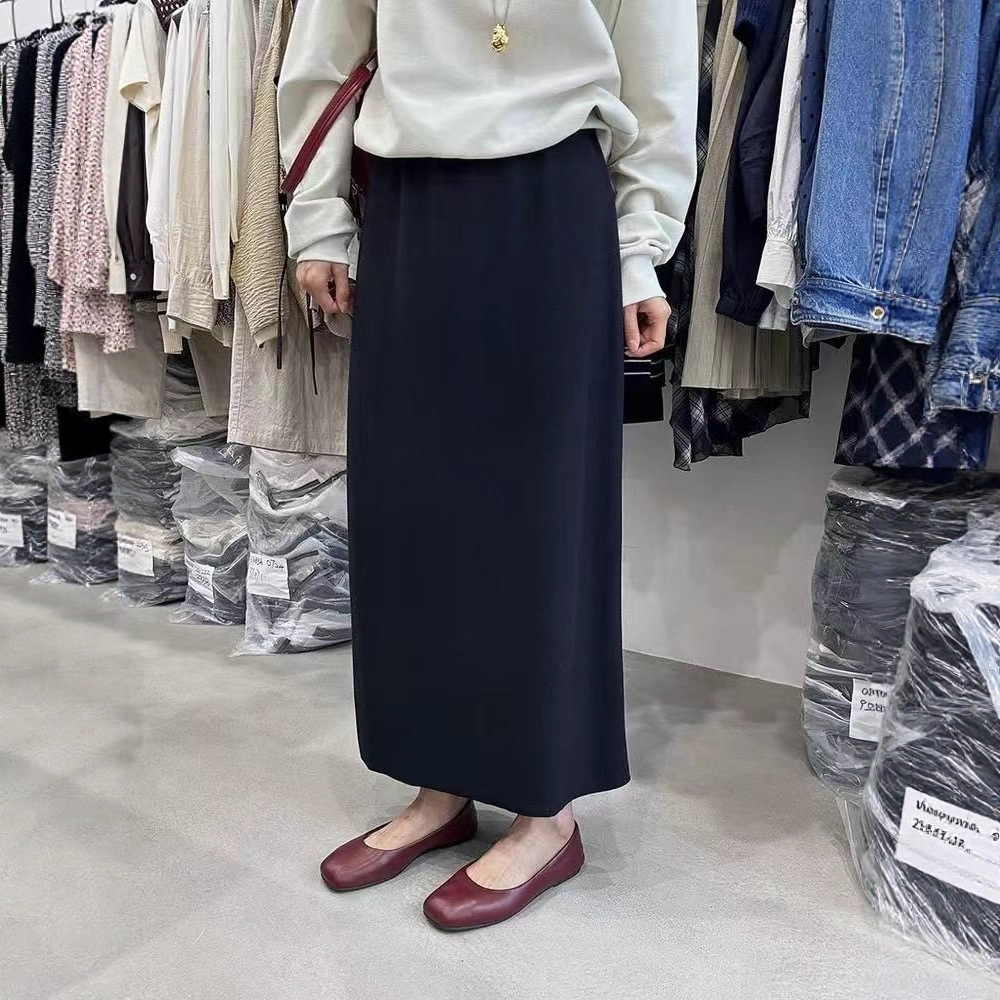 Y2253可补【内里加绒】松紧腰秋冬百搭细毛尼半身裙 不退换
