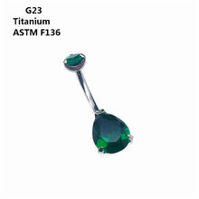 G23Titanium穿刺饰品水滴新款肚脐环14G镶嵌欧珀ASTM F136 肚脐钉